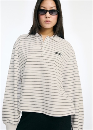 Pique longsleeve polo bluse Egret Comb. ROTATE 